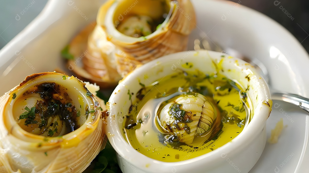 Um aperitivo amanteigado de escargot