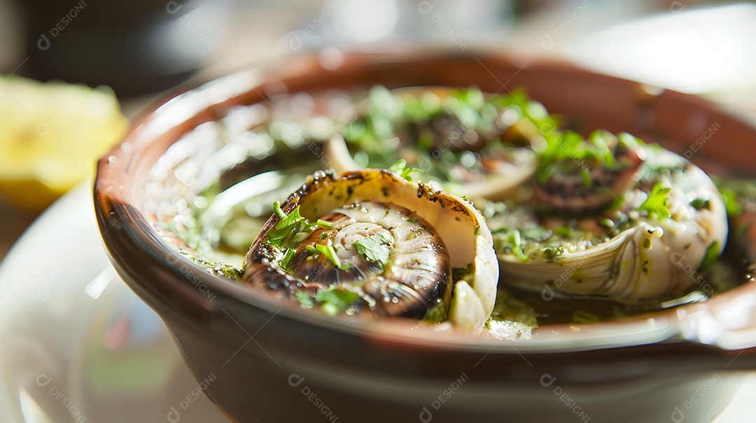 Um aperitivo amanteigado de escargot