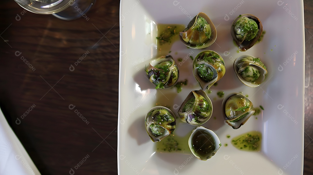 Um aperitivo amanteigado de escargot