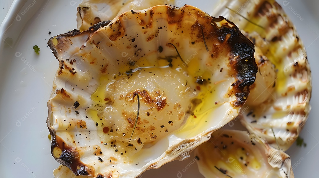 Uma coquille St Jacques amanteigada e escamosa