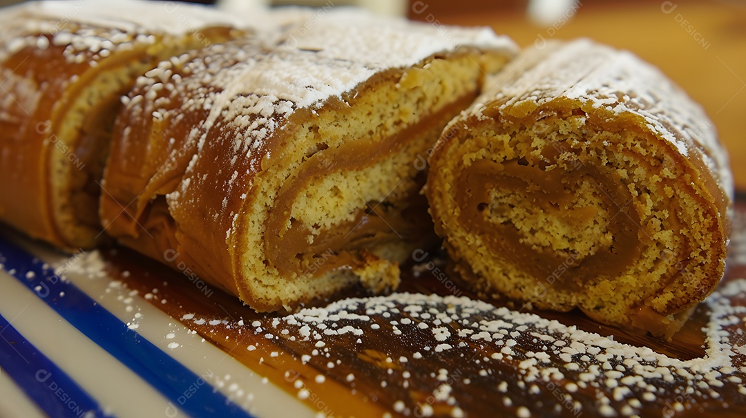 Pão de ló enrolado recheado com goiabada