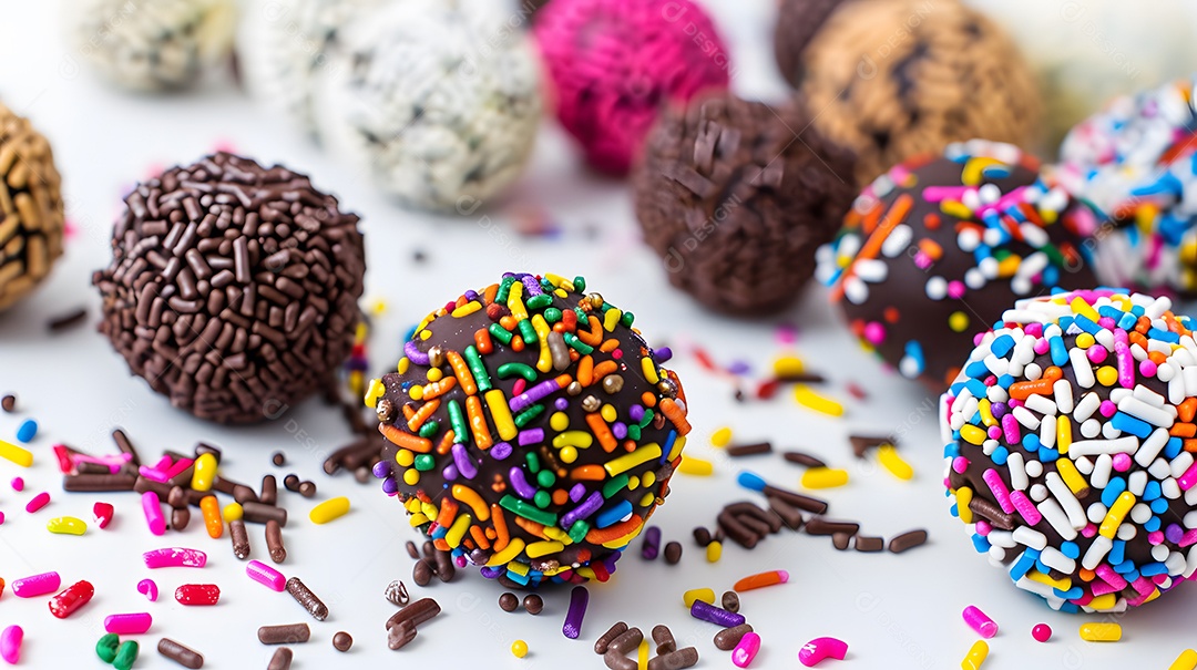 Trufas de chocolate enroladas em granulado