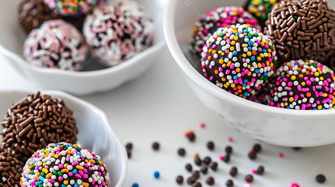 Trufas de chocolate enroladas em granulado