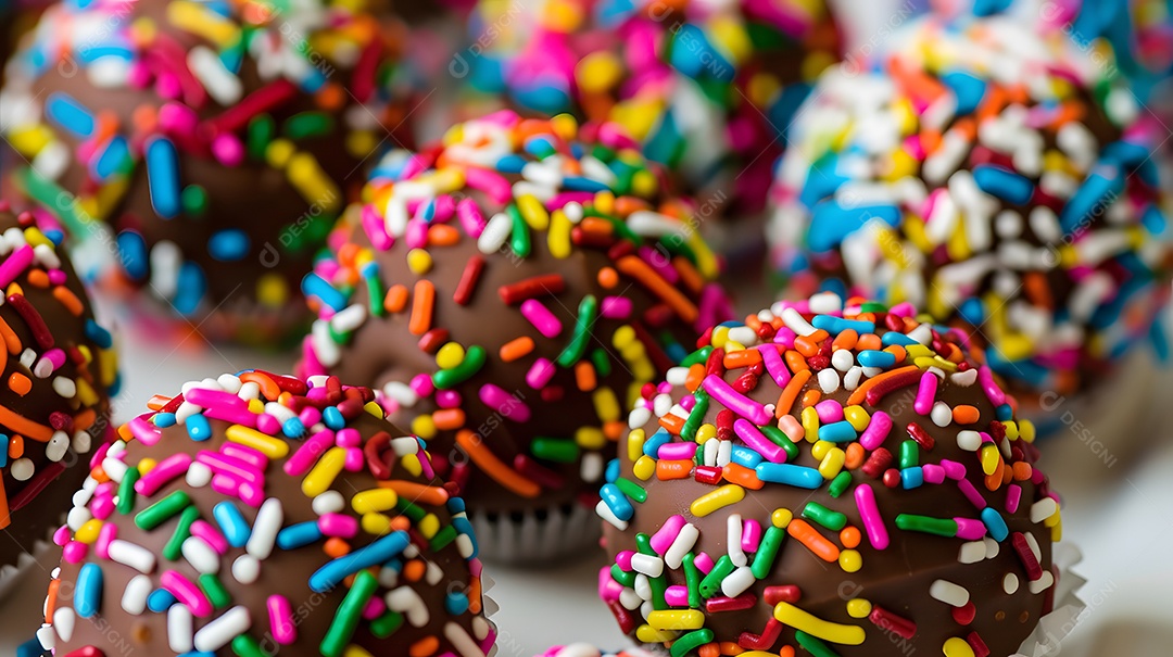 Brigadeiro trufas de chocolate enroladas em granulado