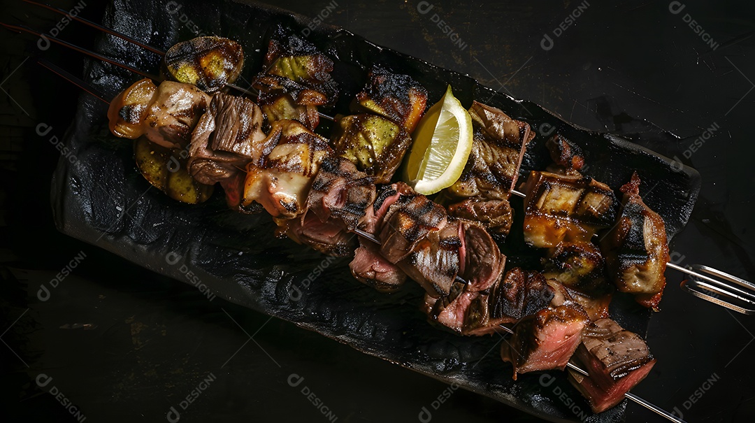 Churrasco carnes grelhadas servidas no espeto