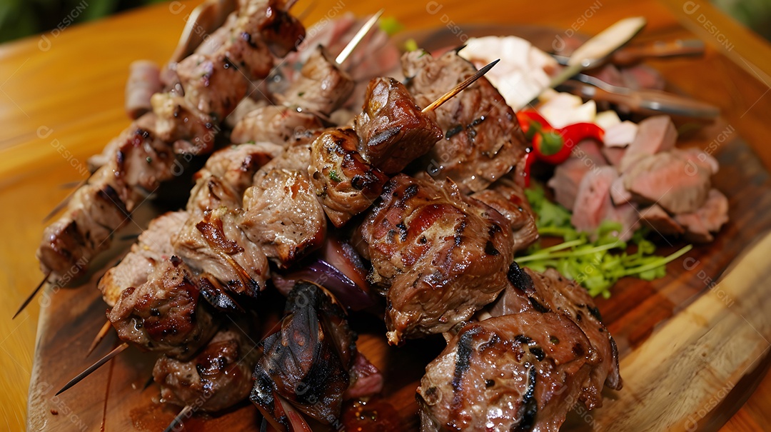 Churrasco carnes grelhadas servidas no espeto
