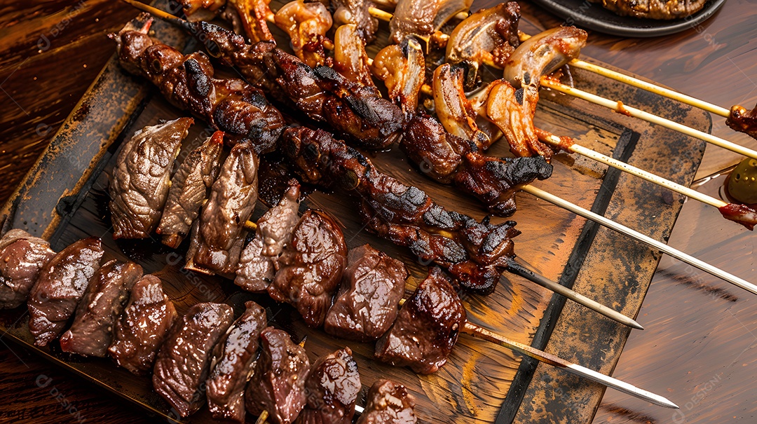 Churrasco carnes grelhadas servidas no espeto
