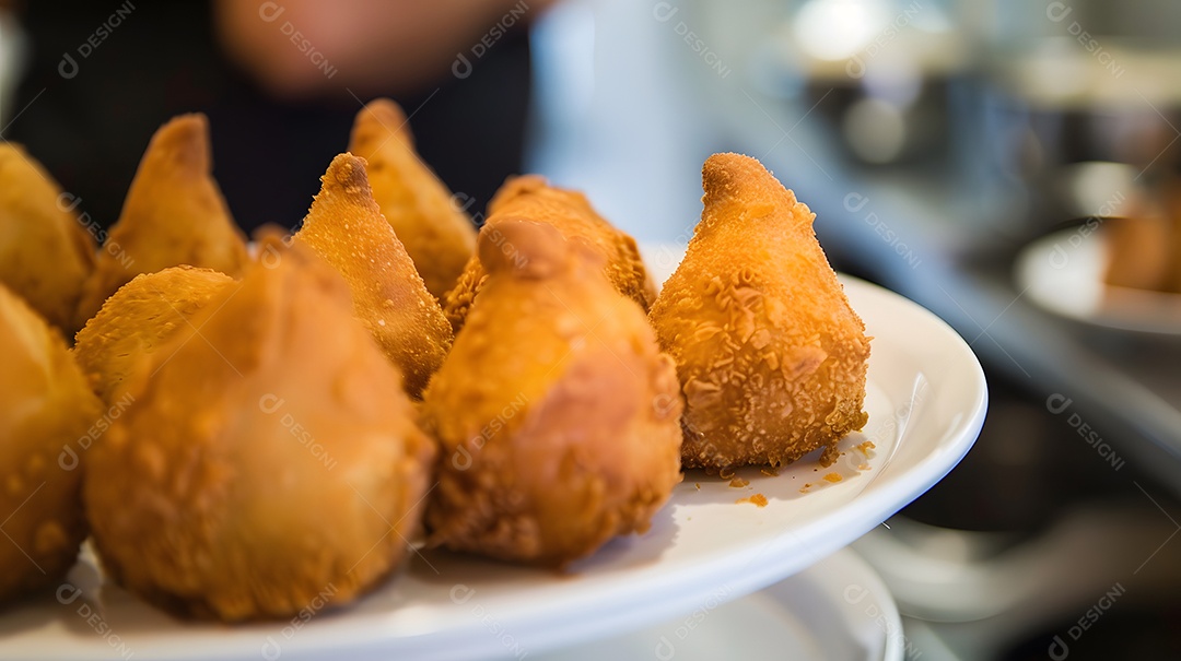 Coxinha massa crocante e frita recheada com frango