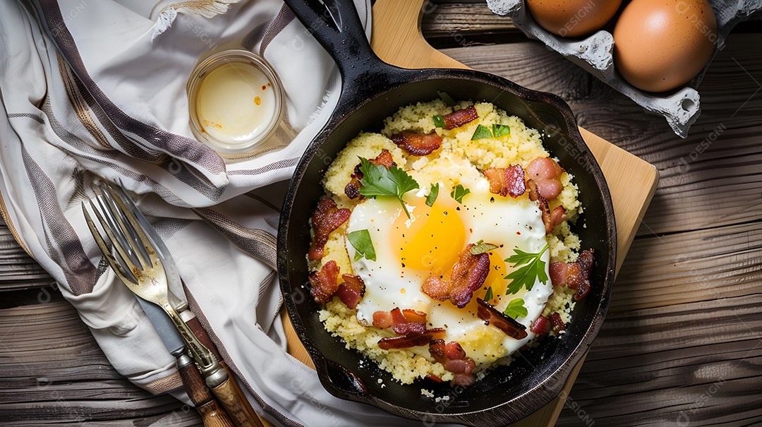 Farofa farinha de mandioca torrada com bacon e ovos