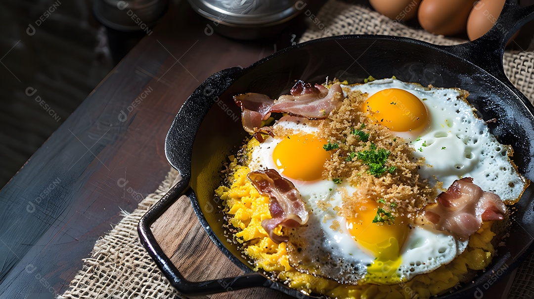 Farofa farinha de mandioca torrada com bacon e ovos