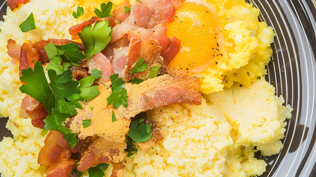 Farinha de mandioca torrada com bacon e ovos