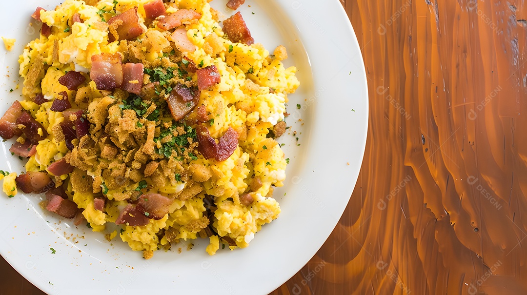 Farofa farinha de mandioca torrada com bacon e ovos