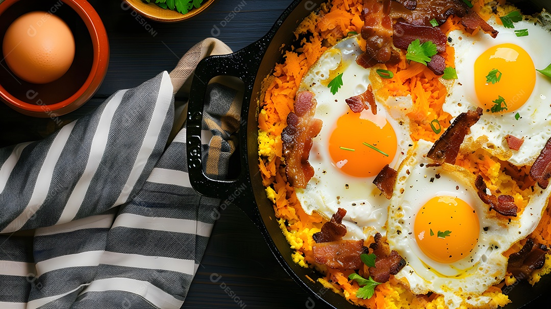 Farofa farinha de mandioca torrada com bacon e ovos