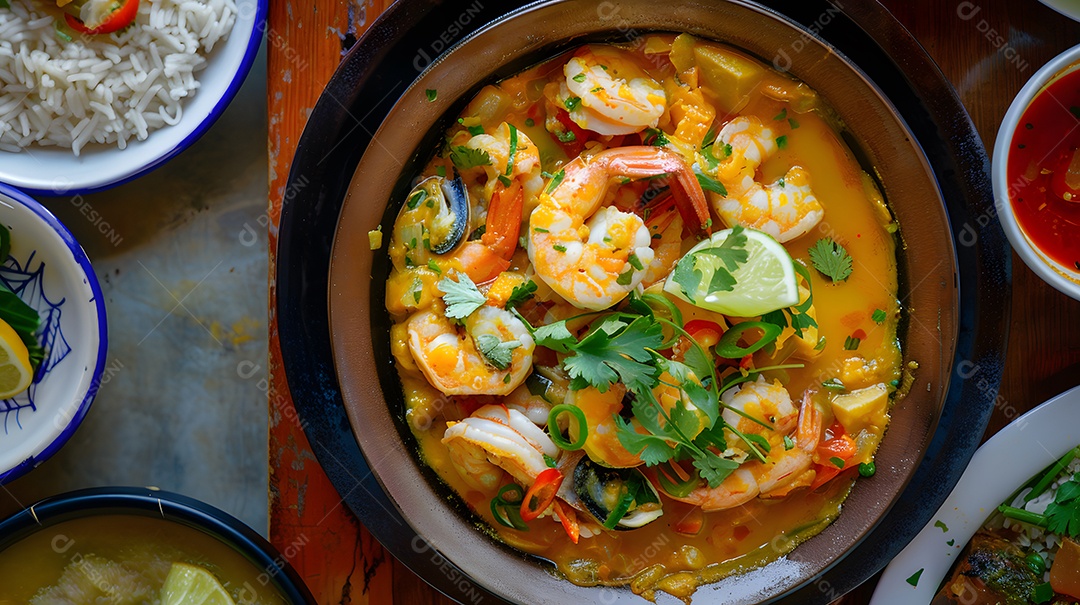 Um ensopado de frutos do mar à base de leite de coco