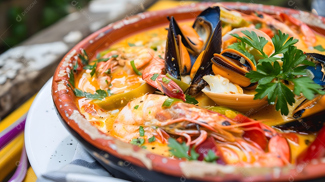 Um ensopado de frutos do mar à base de leite de coco