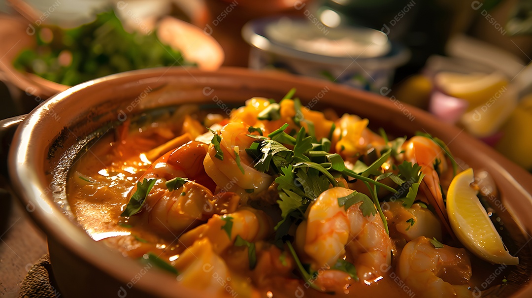 Um ensopado de frutos do mar à base de leite de coco