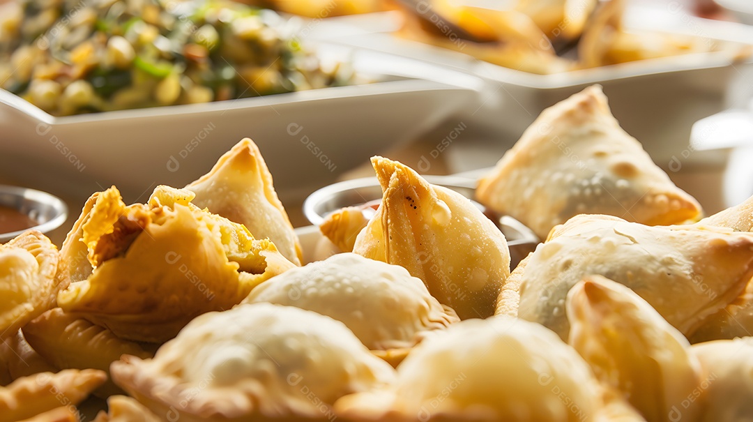 Pastéis fritos recheados com vários recheios salgados