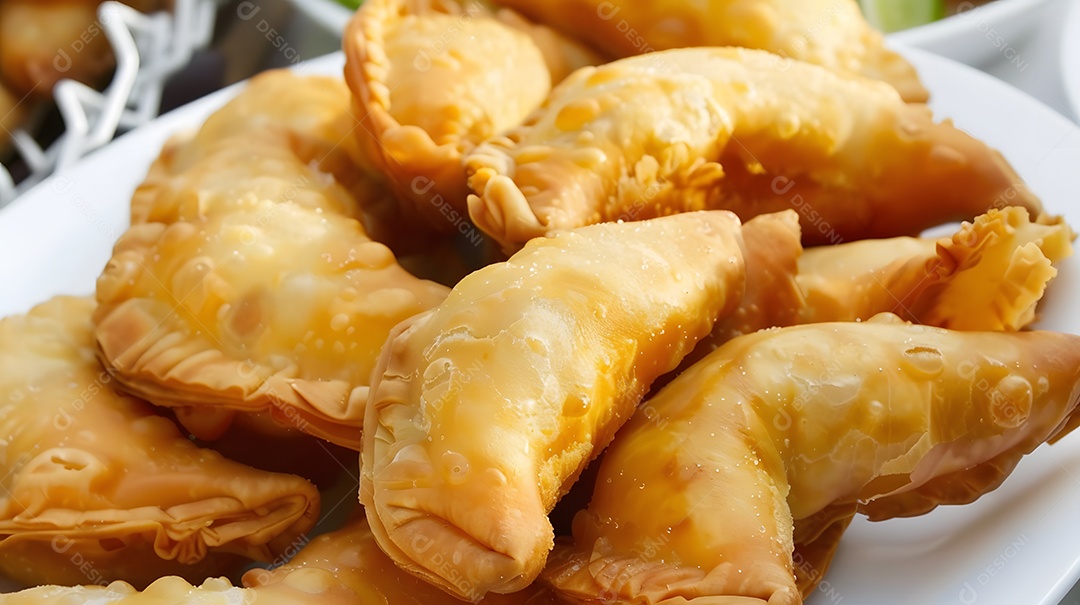 Pastéis fritos recheados com vários recheios salgados