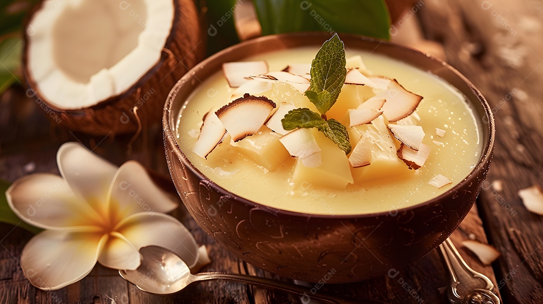 Quindim uma sobremesa de creme de coco assado