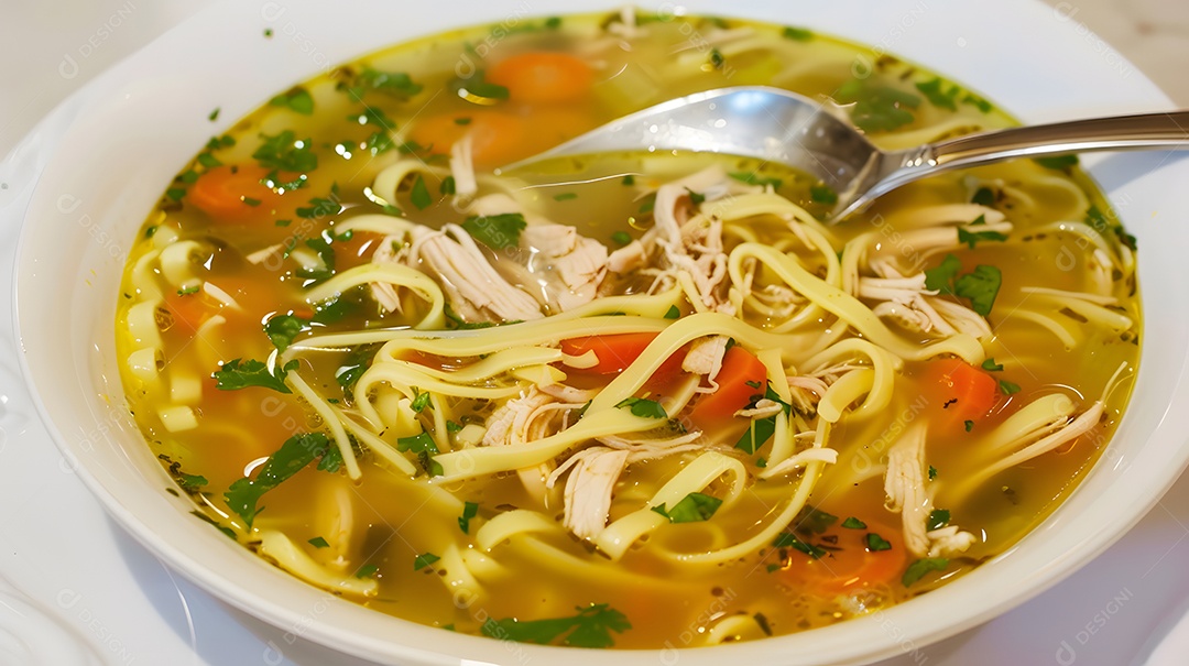 Sopa de capeletti com frango
