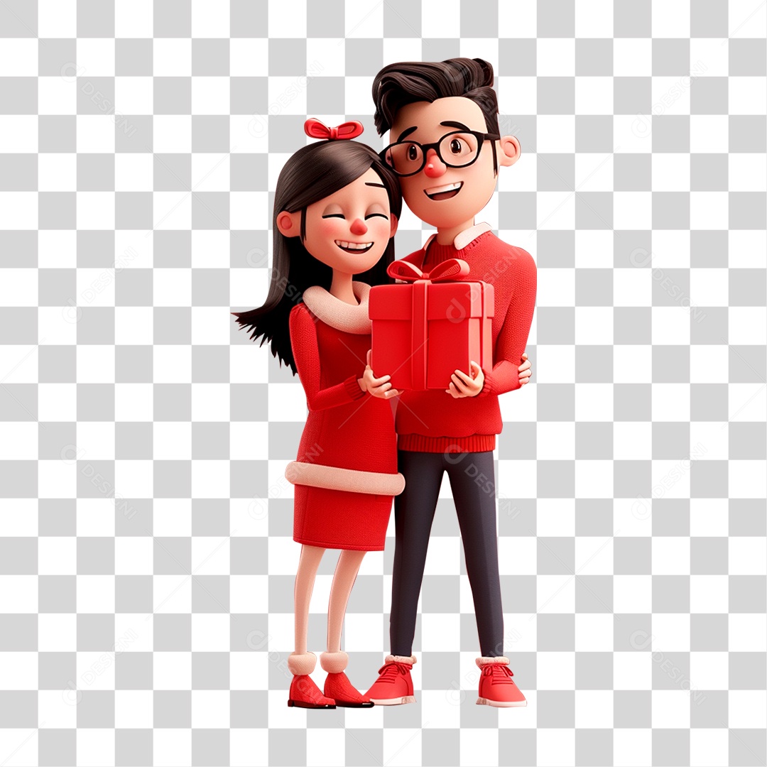 Casal com Presentes Vestidos Para o Natal PNG Transparente