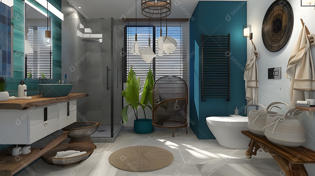 Banheiro moderno com tema decoração minimalista