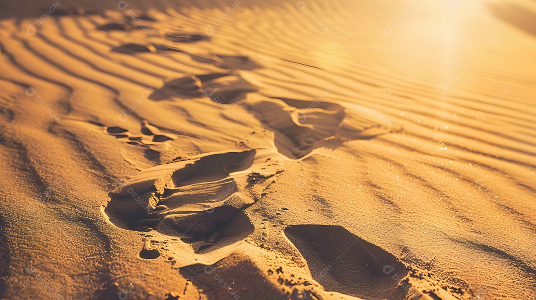 Pegadas na areia levando para longe