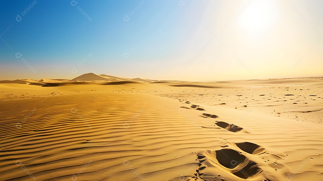 Pegadas na areia levando para longe