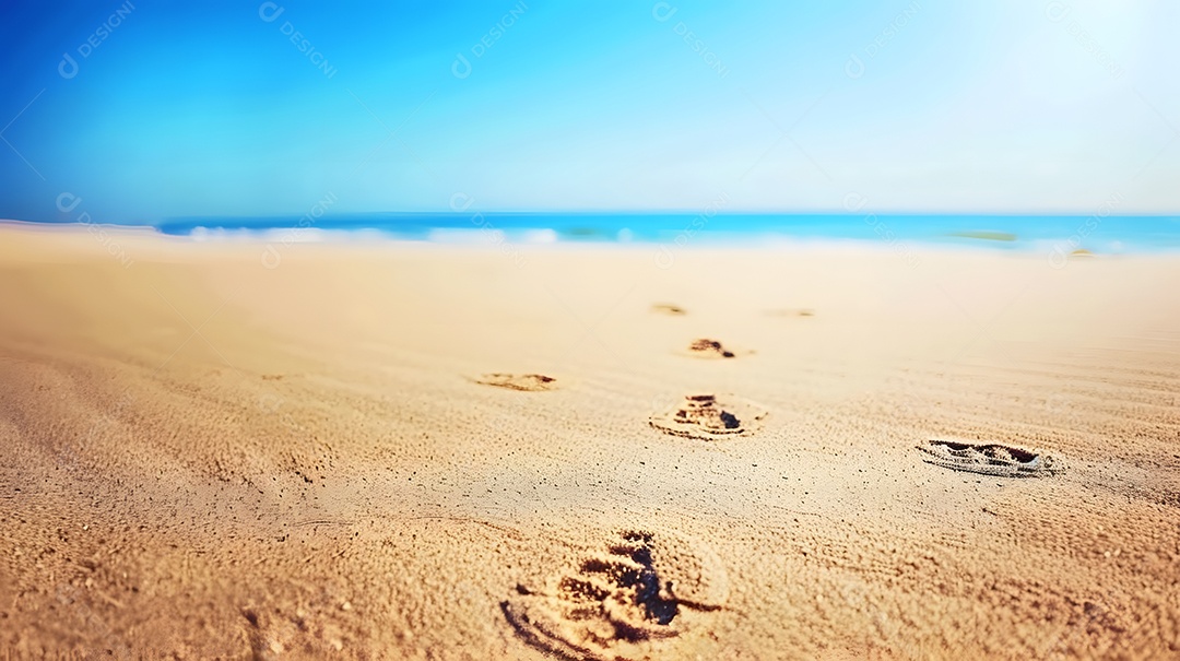 Pegadas na areia levando para longe