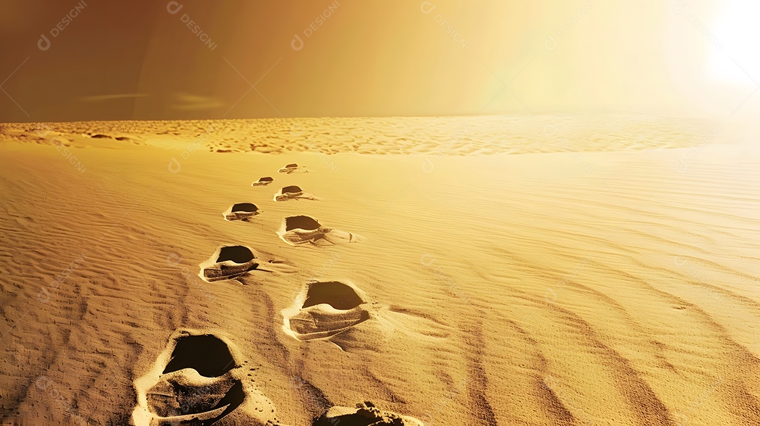 Pegadas na areia levando para longe