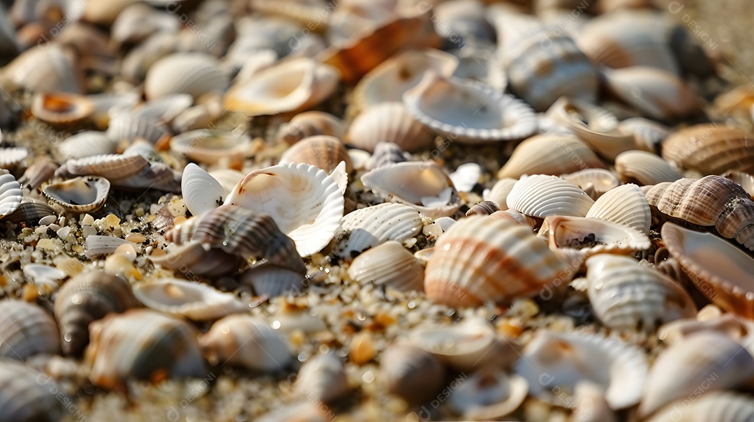 Conchas espalhadas ao longo da costa
