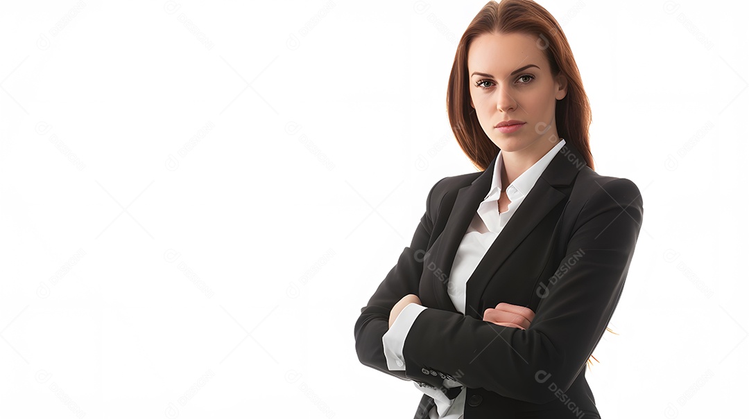 Retrato de mulher de negócios em um fundo branco