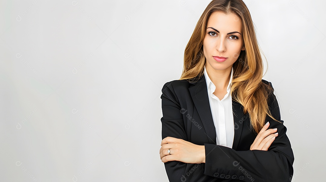 Retrato de mulher de negócios em um fundo branco