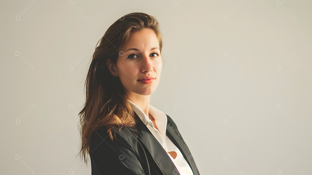 Retrato de mulher de negócios em um fundo branco