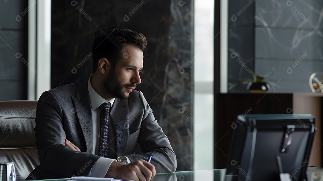 Um executivo com um comportamento tranquilo e controlado