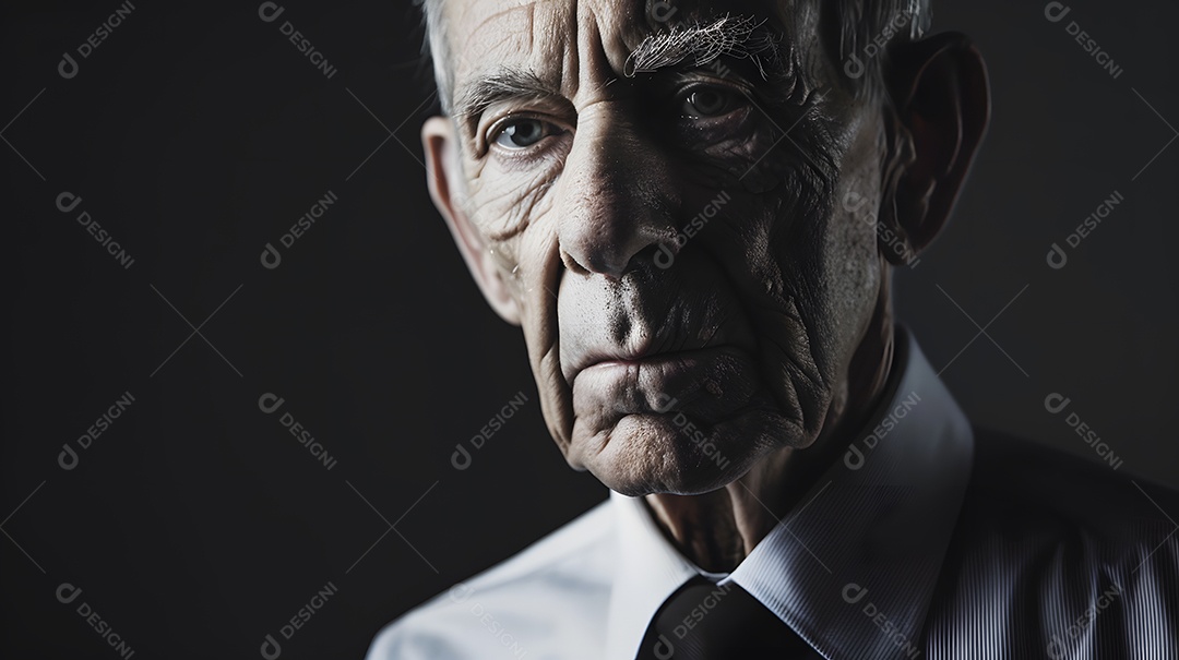 Um empresário mais velho com um olhar sábio e experiente