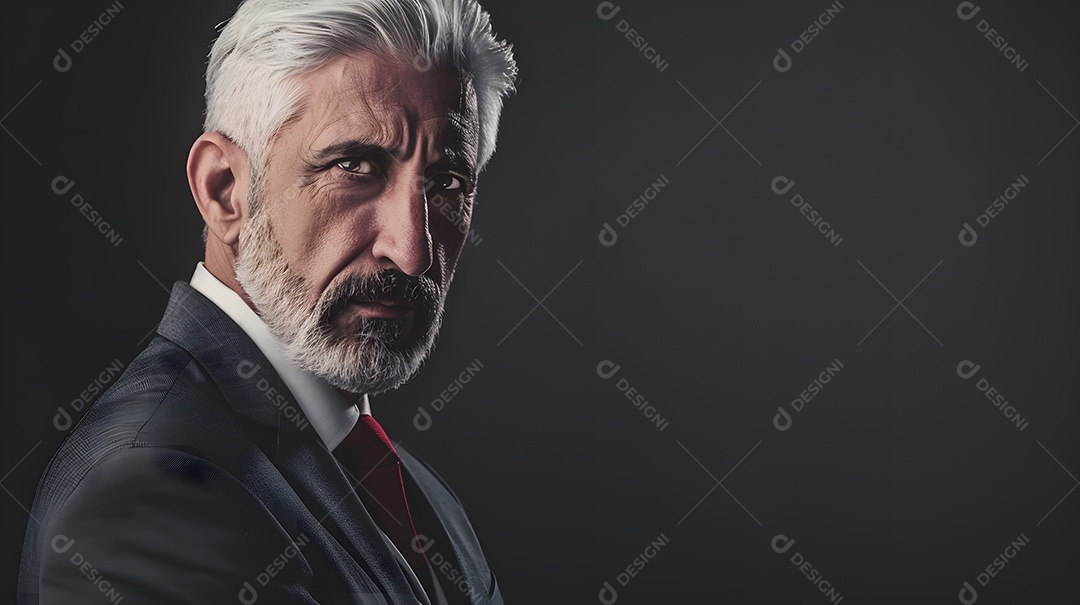 Um empresário mais velho com um olhar sábio e experiente