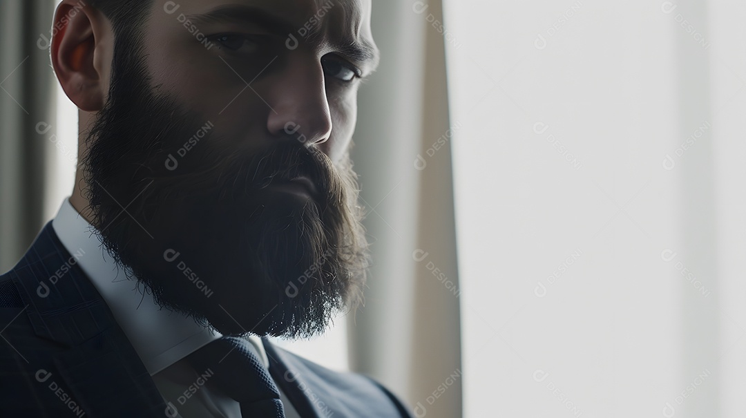 Um empresário com uma barba meticulosamente cuidada