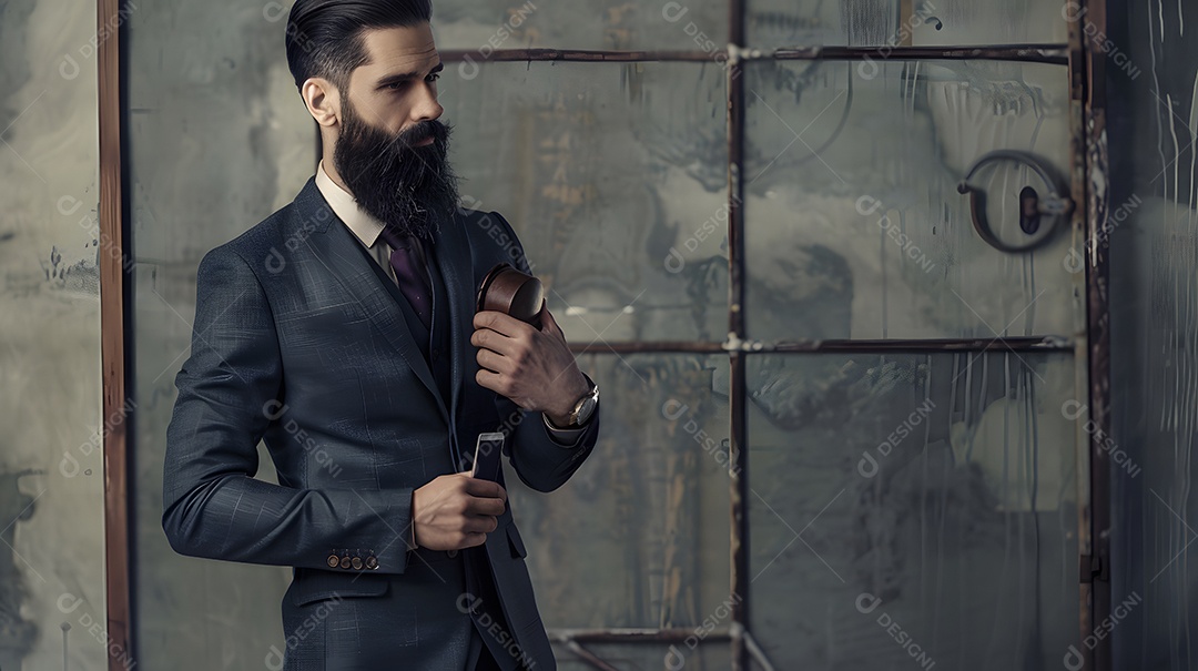 Um empresário com uma barba meticulosamente cuidada