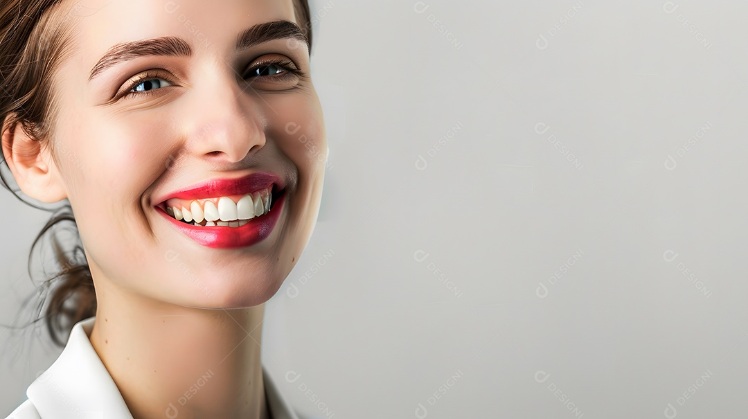 Uma mulher de negócios com um sorriso brilhante e envolvente