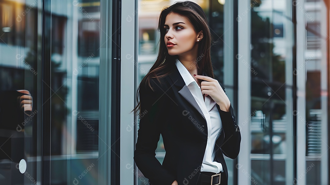 Uma empresária com uma postura graciosa e equilibrada