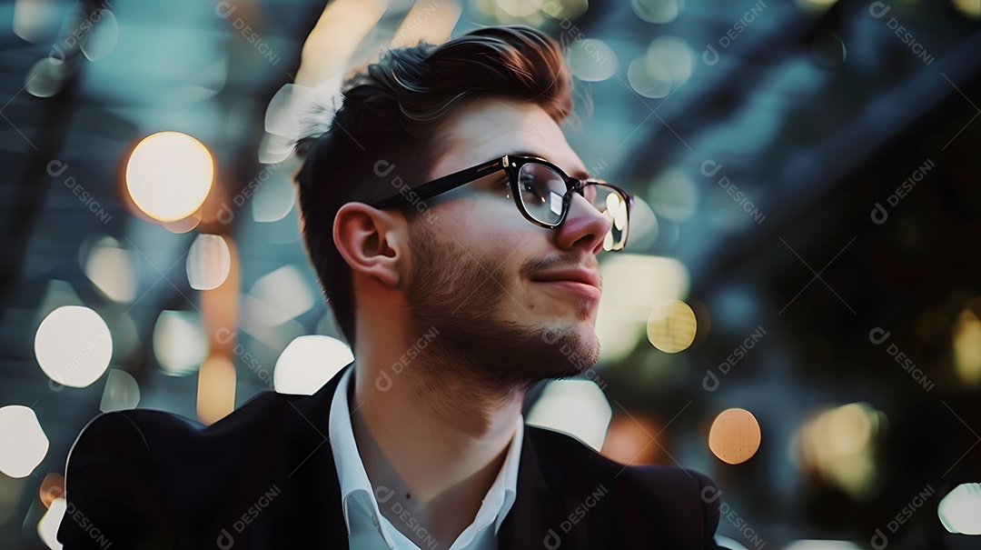Um jovem empreendedor com um penteado moderno e irradiando ambição