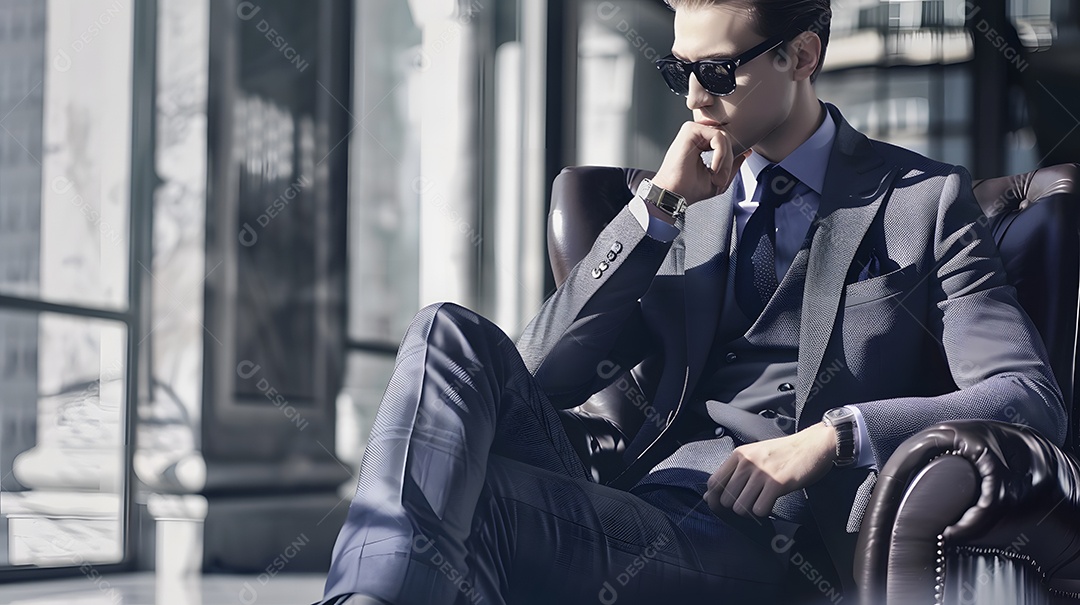 Um empresário elegante com uma aparência refinada e polida