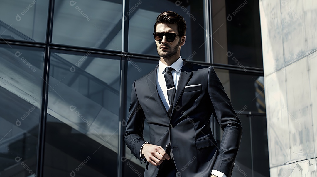 Um empresário elegante com uma aparência refinada e polida