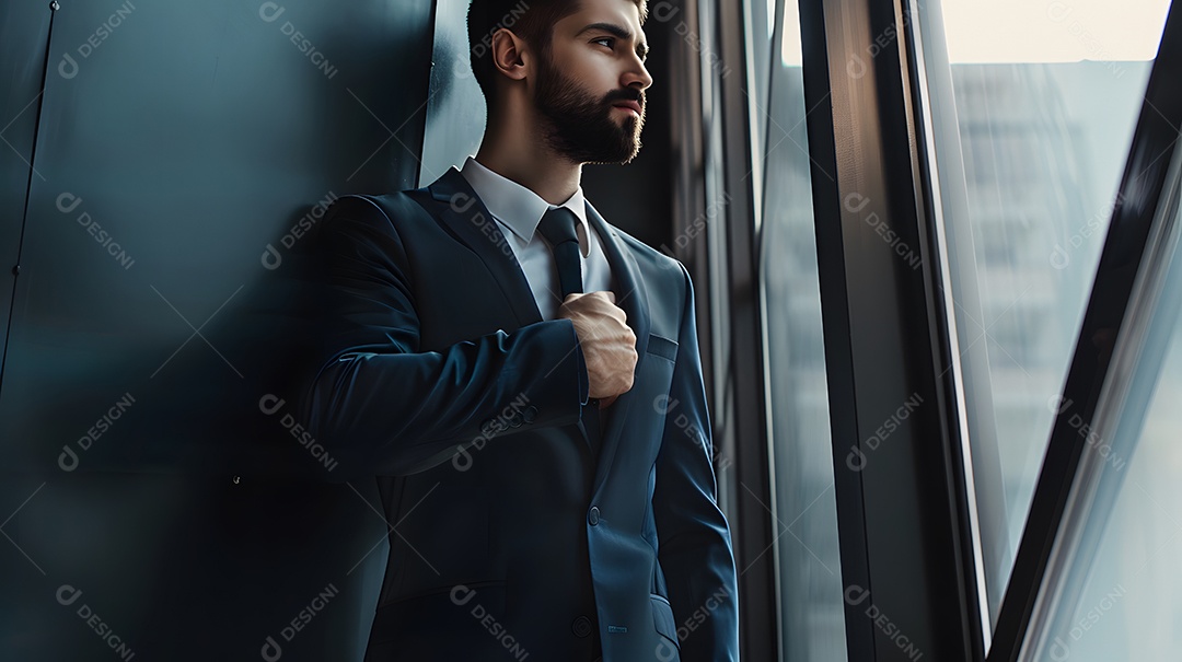 Um empresário elegante com uma aparência refinada e polida