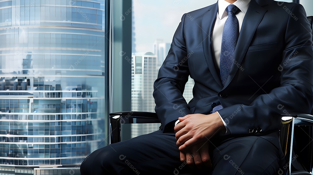 Um executivo com presença imponente exalando autoridade