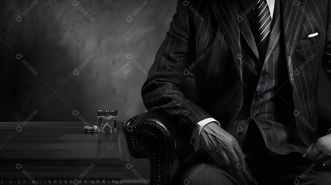 Um executivo com presença imponente exalando autoridade