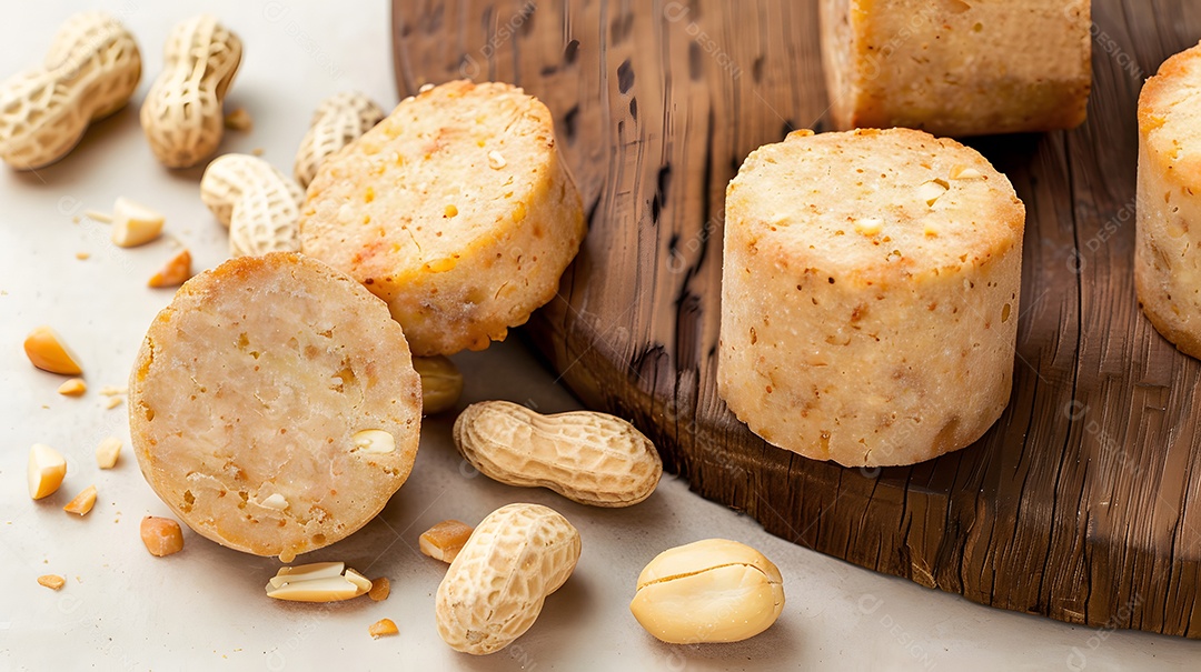 Paçoca brasileira com amendoim ao redor