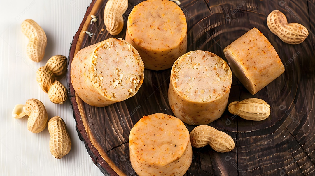 Paçoca brasileira com amendoim ao redor