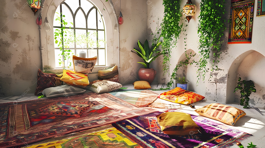 Um recanto de leitura aconchegante com uma poltrona elegante e estantes minimalistas